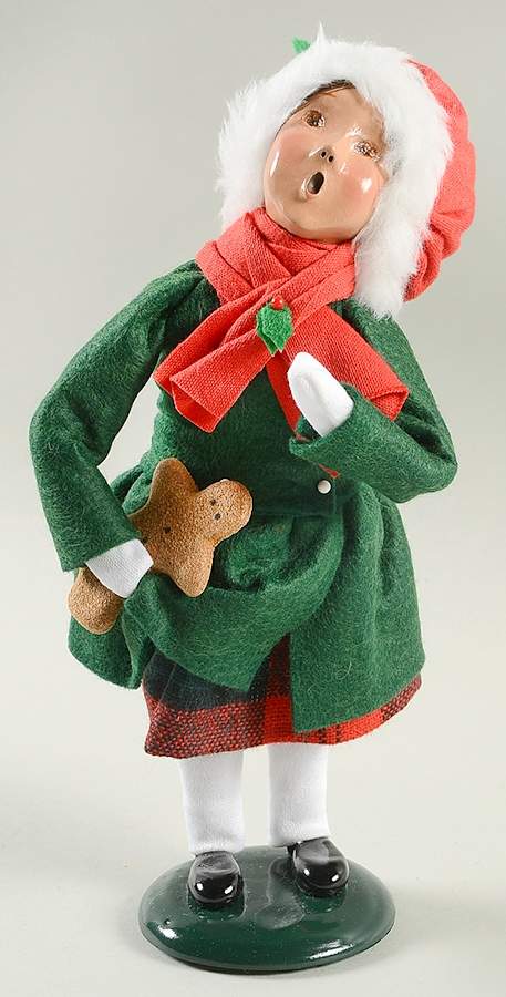 Traditional Assorted Carolers Girl With Gingerbread Green Coat - Nb1038, No Box by Byers' Choice Ltd-1