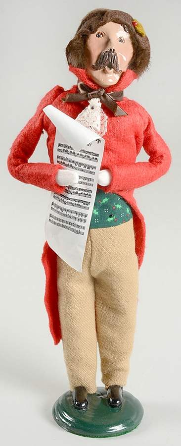 Traditional Assorted Carolers Mustache Man With Music-Red Coat - Nb909, No Box by Byers' Choice Ltd-1