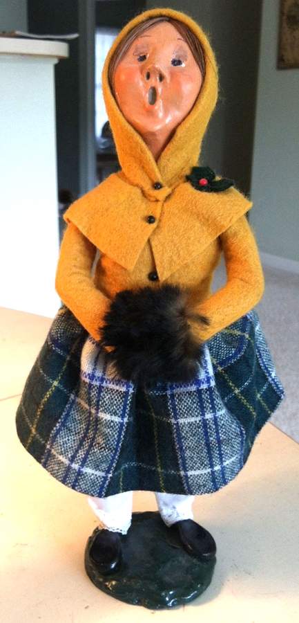 Traditional Assorted Carolers Girl With Muff In Brown Coat  - Nb920, No Box by Byers' Choice Ltd-1