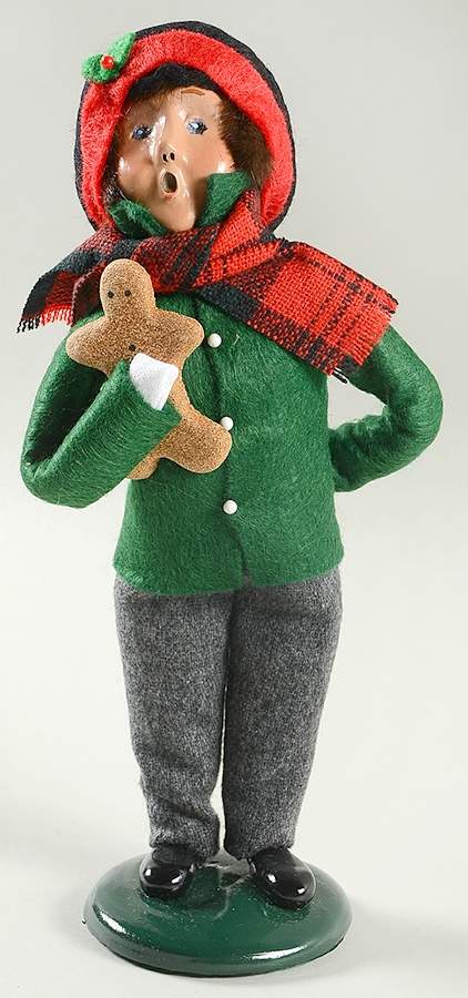 Traditional Assorted Carolers Boy With Gingebread Green Coat - Nb1037, No Box by Byers' Choice Ltd-1