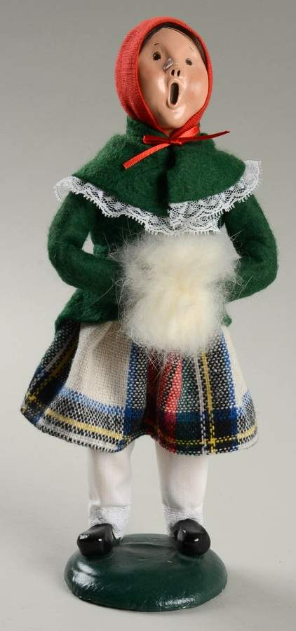 Traditional Assorted Carolers Girl With Muff-Green Lace Trimmed Coat - Nb926, No Box by Byers' Choice Ltd-1
