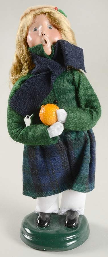 Traditional Assorted Carolers Girl With Fruit-Orange - Nb936, No Box by Byers' Choice Ltd-1
