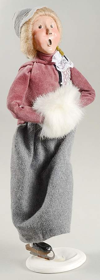 Winter Outdoor Activities Victorian Skater Woman With Muff-Pink - No Box by Byers' Choice Ltd-1