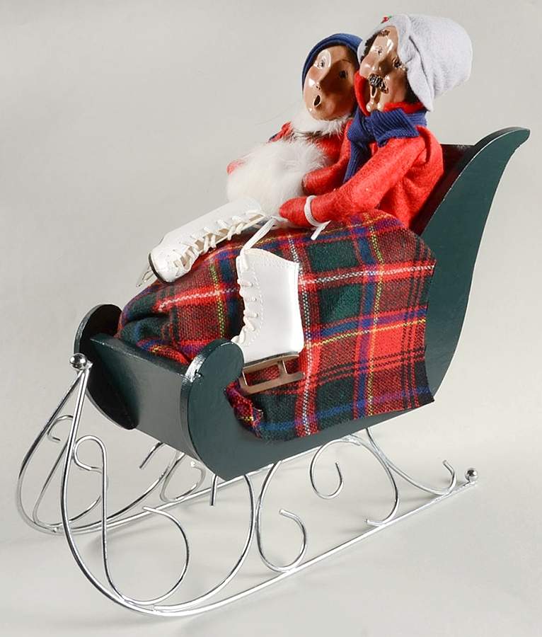 Traditional Assorted Carolers Couple In Sleigh With Skates - Nb817, No Box by Byers' Choice Ltd-1
