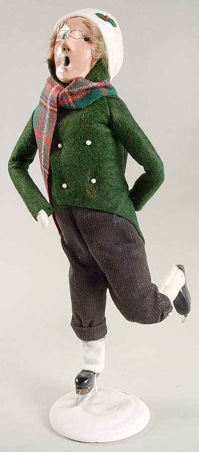 Winter Outdoor Activities Skater Man-Green Coat - No Box by Byers' Choice Ltd-1