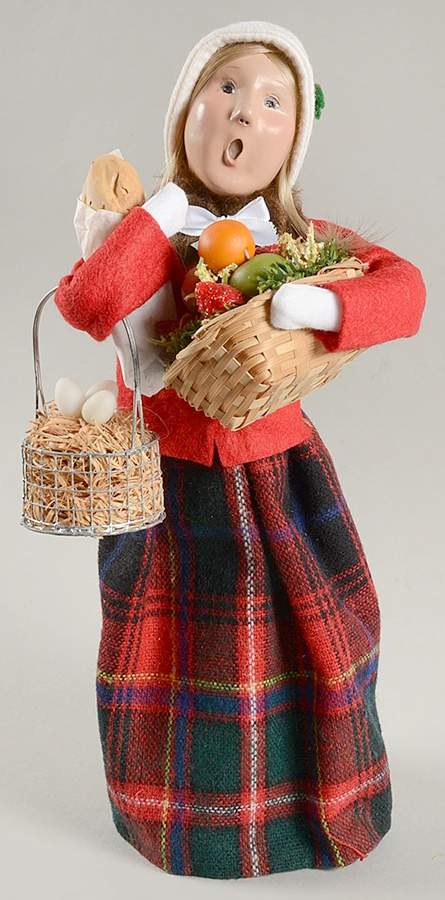 Traditional Assorted Carolers Shopper Woman With Fruit Bread & Eggs - No Box 420 by Byers' Choice Ltd-1