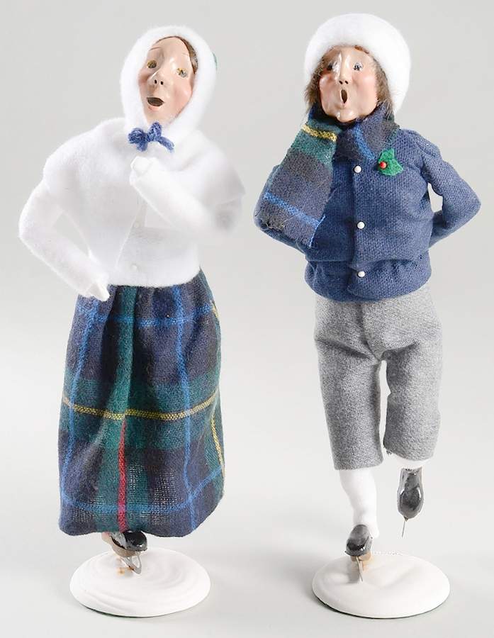 Winter Outdoor Activities Skater Couple-Blue & White - No Box by Byers' Choice Ltd-1