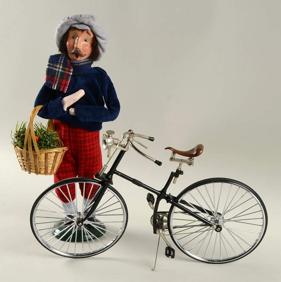 Traditional Assorted Carolers Man With Bicycle And Basket - No Box by Byers' Choice Ltd-1