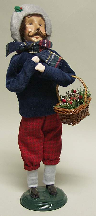 Traditional Assorted Carolers Mustache With Basket Of Cherries - No Box by Byers' Choice Ltd-1
