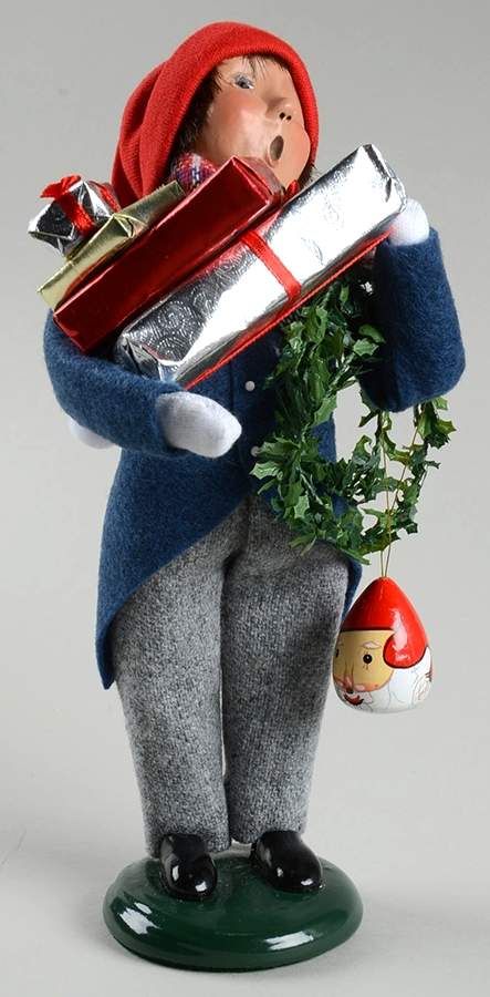 Traditional Assorted Carolers Boy Shopper With Presents And Ornament - Nb953, No Box by Byers' Choice Ltd-1
