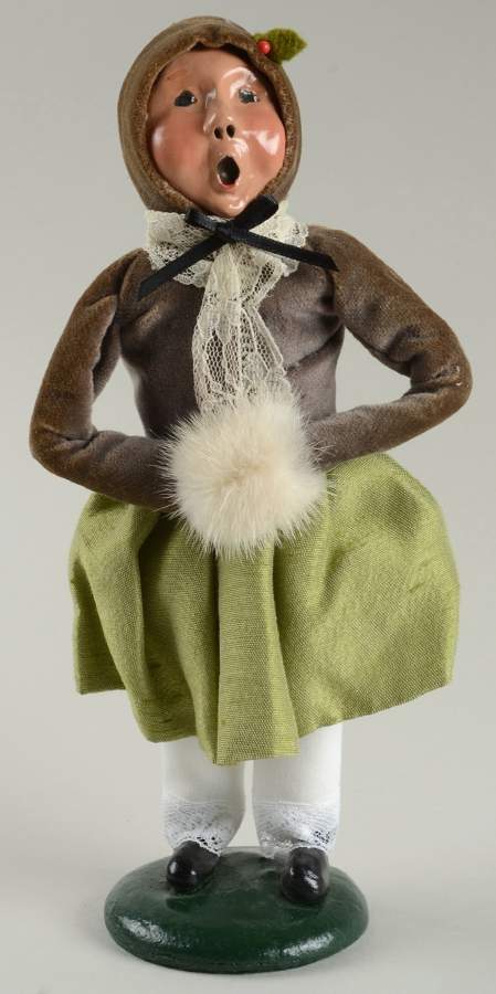 Victorian Assorted Carolers Girl With Muff-Green Dress - No Box by Byers' Choice Ltd-1