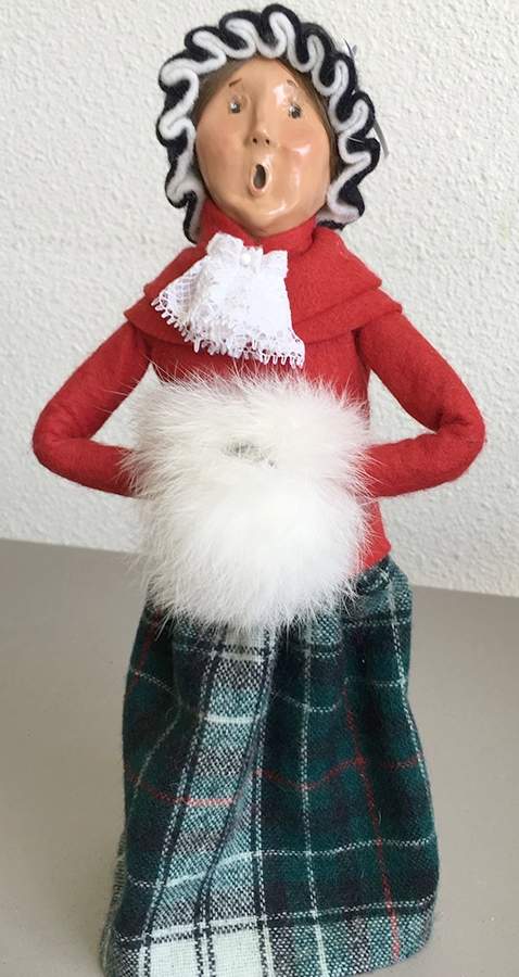 Traditional Assorted Carolers Woman With Muff-Red Coat Lace Cravat - Nb972, No Box by Byers' Choice Ltd-1