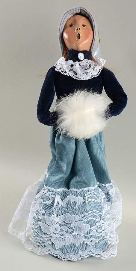 Traditional Assorted Carolers Victorian Woman With White Muff-Blue - Nb1011, No Box by Byers' Choice Ltd-1