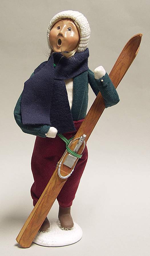 Winter Outdoor Activities Woman With Skis - No Box by Byers' Choice Ltd-1