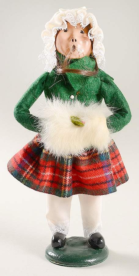 Traditional Assorted Carolers Girl With White Muff Plaid Skirt - Nb982, No Box by Byers' Choice Ltd-1
