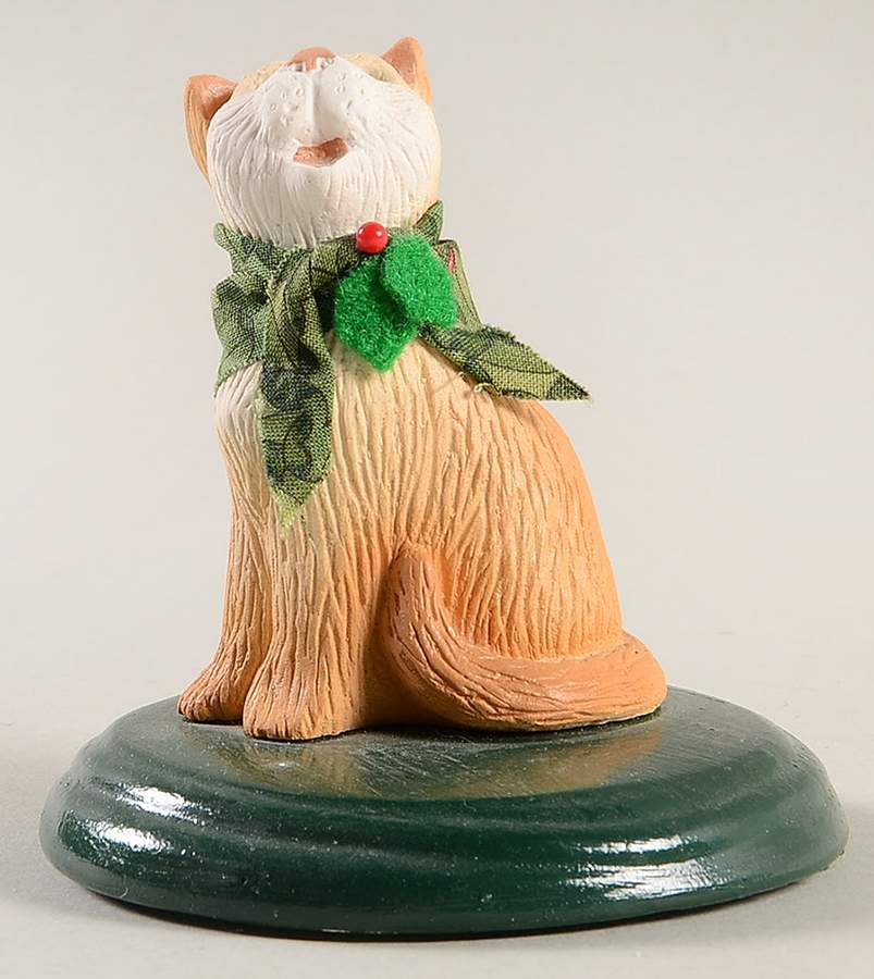 Singing Cats Orange Cat With Green Scarf - No Box by Byers' Choice Ltd-1