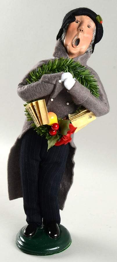 Traditional Assorted Carolers Grandfather With Wreath-Grey Coat - No Box by Byers' Choice Ltd-1