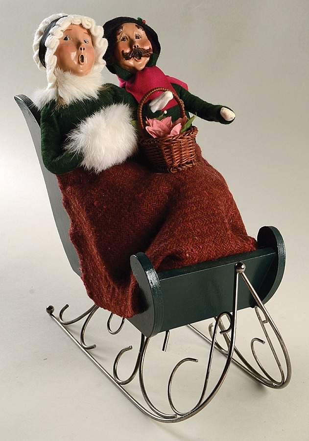 Winter Outdoor Activities Couple In Sleigh-Brown Blanket - No Box by Byers' Choice Ltd-1