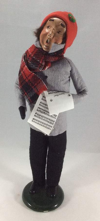 Traditional Assorted Carolers Man With Music-Grey Coat Glasses - Nb330, No Box by Byers' Choice Ltd-1