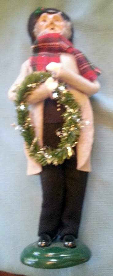 Traditional Assorted Carolers Grandfather With Wreath-Tan Coat - No Box by Byers' Choice Ltd-1
