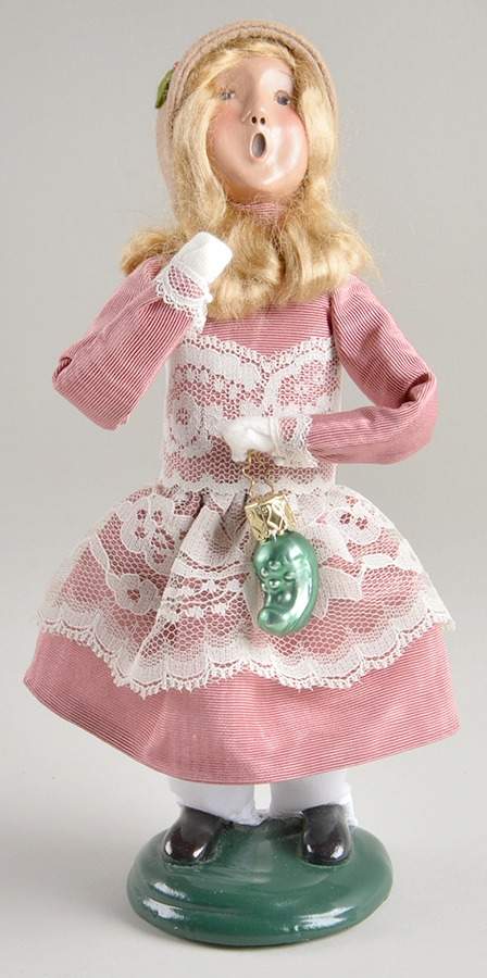 Traditional Assorted Carolers Girl With Pickle Ornament-Pink - Nb710, No Box by Byers' Choice Ltd-1
