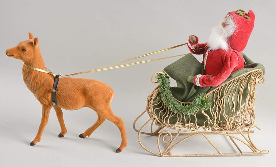 Santas of the World Red Victorian Santa In Gold Sleigh - No Box by Byers' Choice Ltd-1