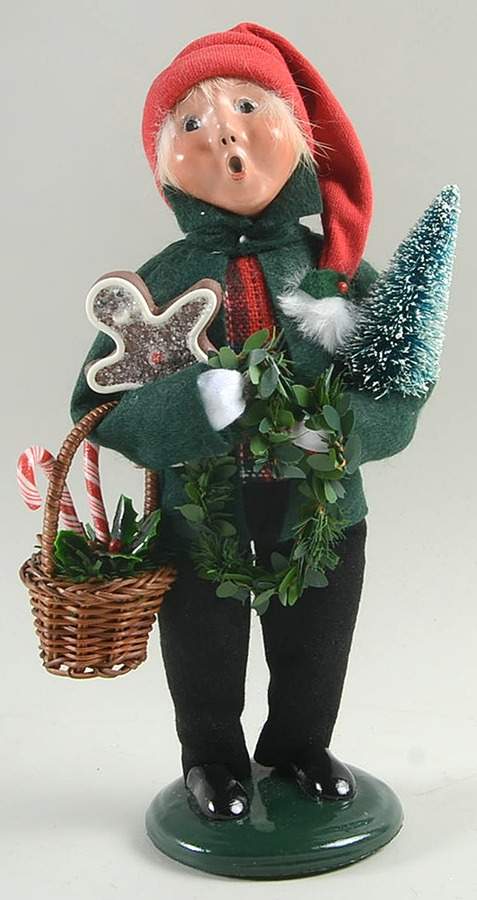 Specialty Families Decorating-Boy With Tree & Basket - No Box by Byers' Choice Ltd-1
