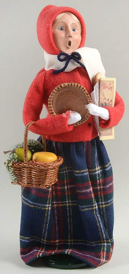Traditional Assorted Carolers Shopper Woman-Red Coat - No Box Nb1198 by Byers' Choice Ltd-1