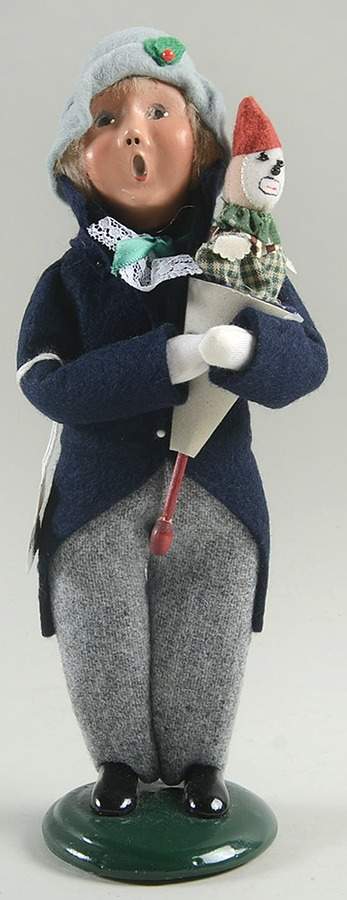 Traditional Assorted Carolers Boy With Puppet-Blue Coat Lace - No Box Nb1189 by Byers' Choice Ltd-1