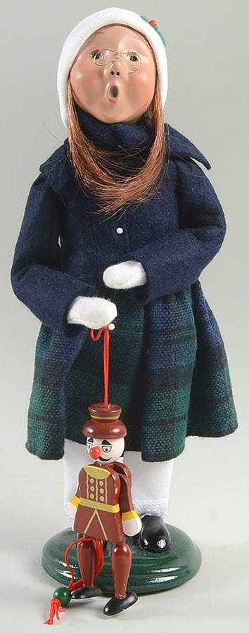 Traditional Assorted Carolers Girl With Pull Toy Puppet - No Box Nb1185 by Byers' Choice Ltd-1