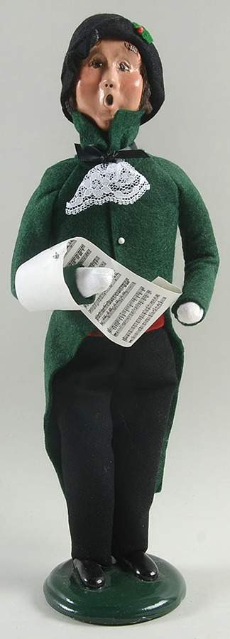 Traditional Assorted Carolers Man With Music-Green Coat - No Box Nb1183 by Byers' Choice Ltd-1