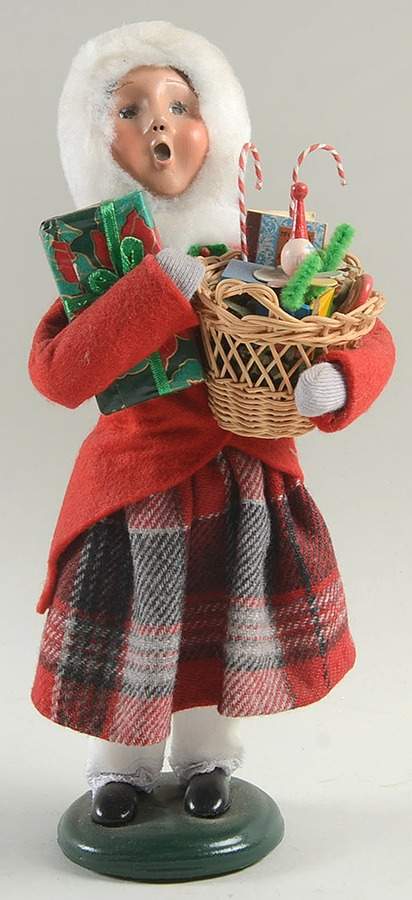 Traditional Assorted Carolers Shopper Girl With Basket Of Gifts - No Box Nb1182 by Byers' Choice Ltd-1