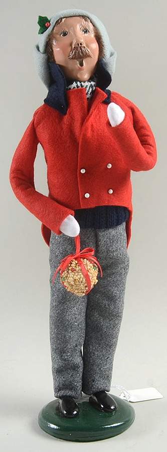 Traditional Assorted Carolers Man With Bird Seed Ornament-Red Coat - No Box Nb1178 by Byers' Choice Ltd-1