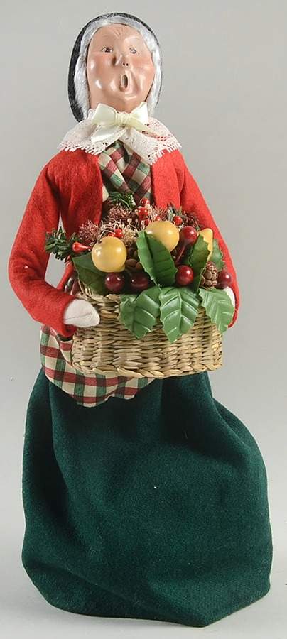 Traditional Assorted Carolers Grandmother With Fruit Basket-Red Coat - No Box Nb1171 by Byers' Choice Ltd-1
