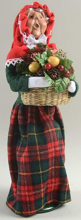 Traditional Assorted Carolers Grandmother With Fruit Basket-Green Coat - No Box Nb1165 by Byers' Choice Ltd-1