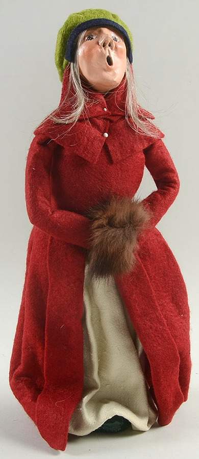 Traditional Assorted Carolers Woman In Red Coat With Green Hat - No Box by Byers' Choice Ltd-1