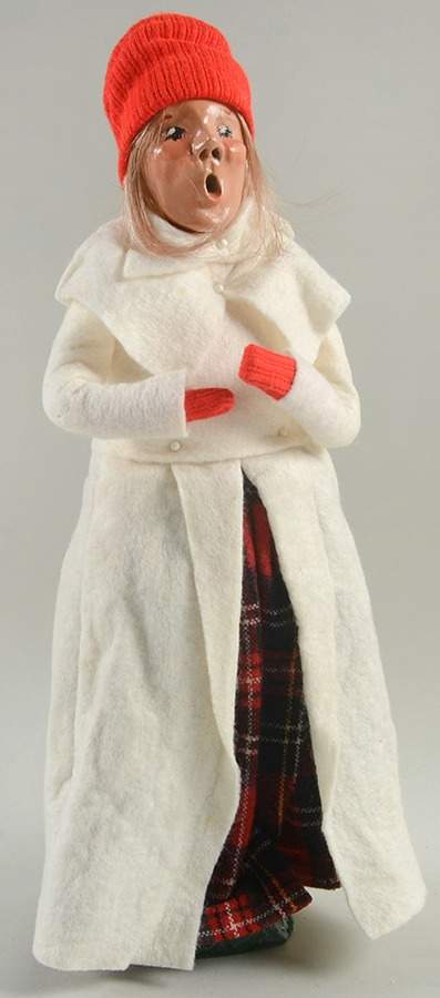 Traditional Assorted Carolers Woman In White With Red Hat With Tree - No Box by Byers' Choice Ltd-1