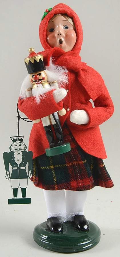 Traditional Assorted Carolers Girl With Nutcracker-Red Coat - No Box by Byers' Choice Ltd-1