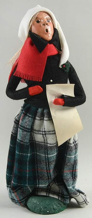 Traditional Assorted Carolers Woman With Music-Black Coat Plaid Skirt - No Box by Byers' Choice Ltd-1