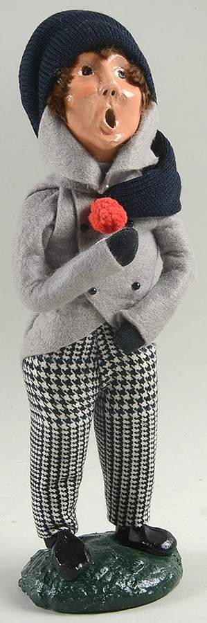 Traditional Assorted Carolers Boy In Grey Coat With Dark Blue Hat - No Box by Byers' Choice Ltd-1
