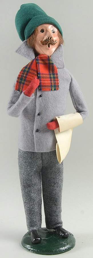 Traditional Assorted Carolers Man In Grey With Green Hat W/Sheet - No Box by Byers' Choice Ltd-1