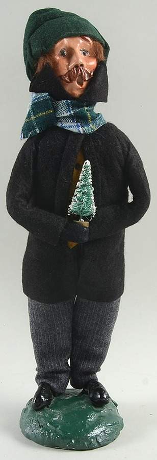Traditional Assorted Carolers Mustache Man With Tree-Green - No Box by Byers' Choice Ltd-1