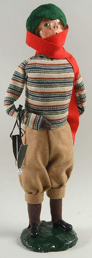 Winter Outdoor Activities Teen Boy With Skates In Short Brown Pant - No Box by Byers' Choice Ltd-1