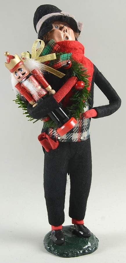 Traditional Assorted Carolers Man In Plaid Vest With Nutcracker - No Box by Byers' Choice Ltd-1