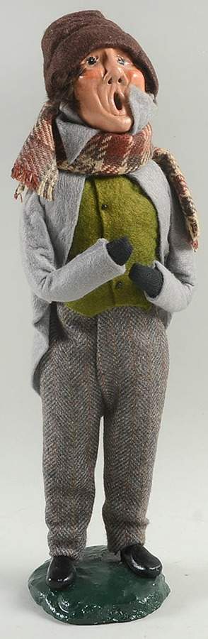 Traditional Assorted Carolers Man In Green Vest-Brown Scarf - No Box by Byers' Choice Ltd-1