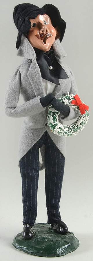 Traditional Assorted Carolers Man In Grey Coat W/Black Hat And Wreath - No Box by Byers' Choice Ltd-1