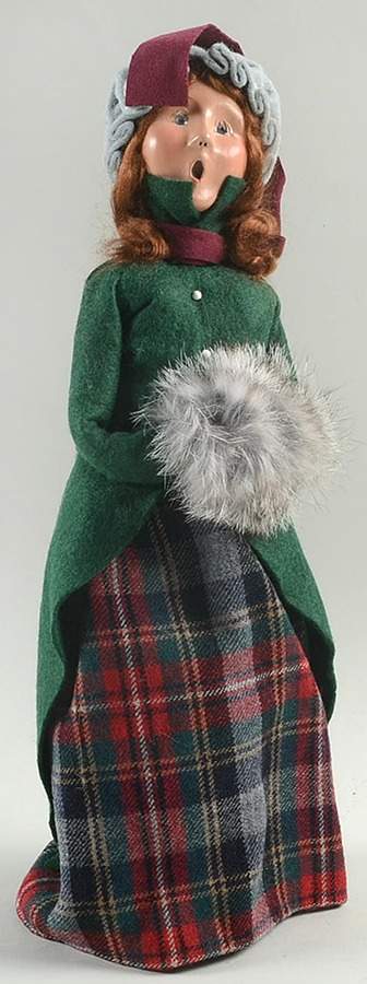 Traditional Assorted Carolers Woman With Muff-Green & Burgundy - No Box Nb1238 by Byers' Choice Ltd-1