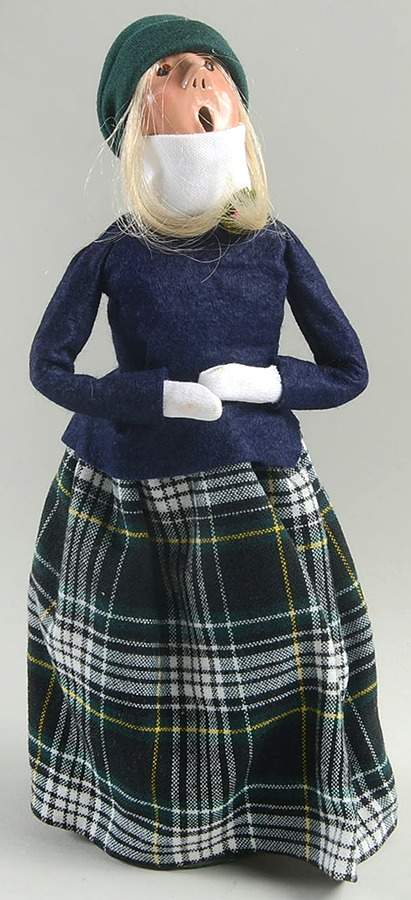 Traditional Assorted Carolers Woman In Blue Coat/Plaid Skirt - No Box Nb1281 by Byers' Choice Ltd-1
