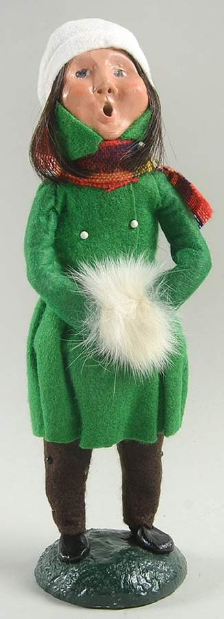 Traditional Assorted Carolers Girl With Muff-Green Coat - No Box Nb1264 by Byers' Choice Ltd-1