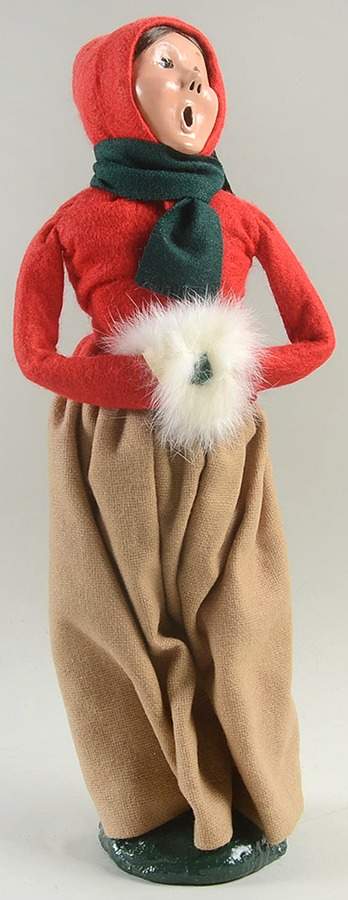 Traditional Assorted Carolers Woman With White Muff-Red Coat/Tan Skirt - No Box Nb1316 by Byers' Choice Ltd-1
